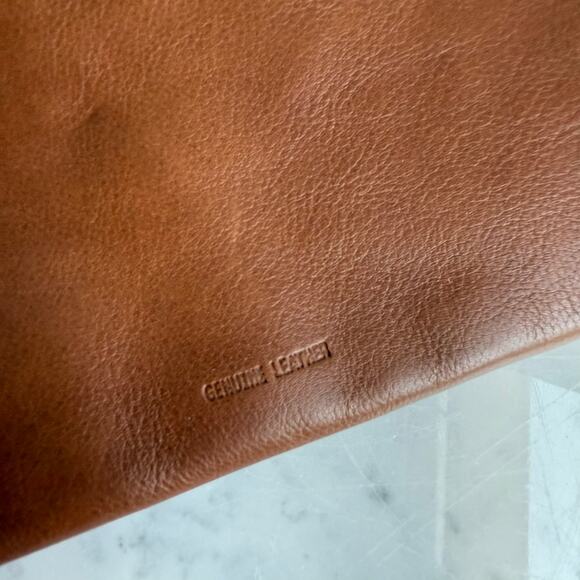 Fossil Genuine Leather Wallet Clutch Buckle Detail Tan Brown Polka Dot Lining - Picture 4 of 14